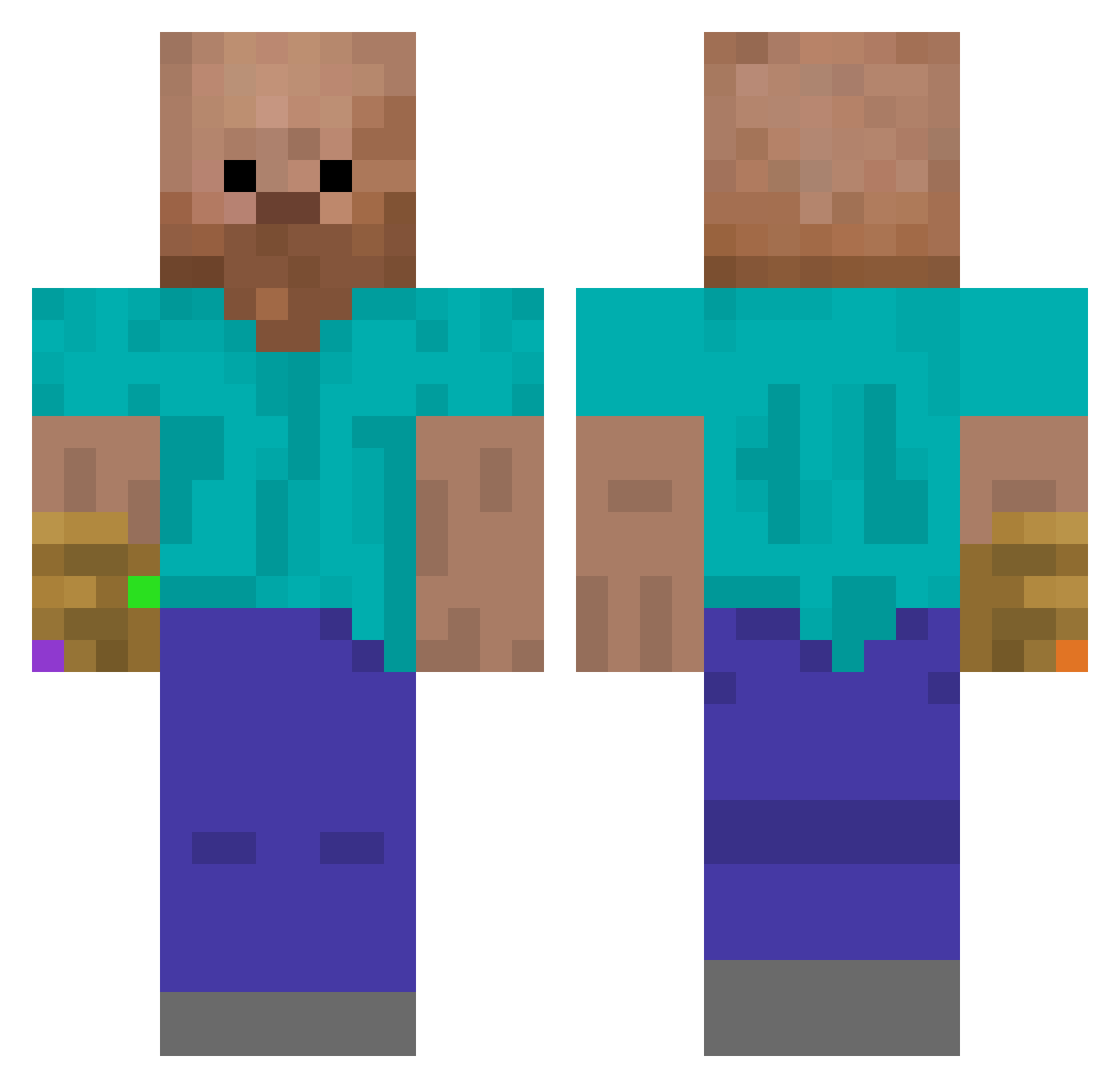 6elzevul Minecraft skin, front and back view