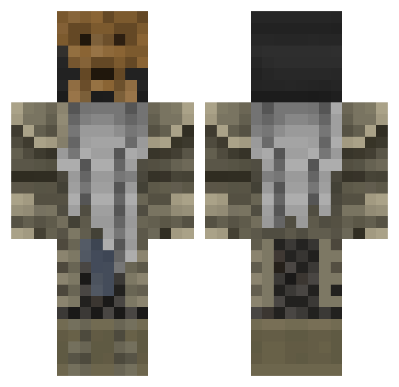 Sacroknox Minecraft skin, front and back view