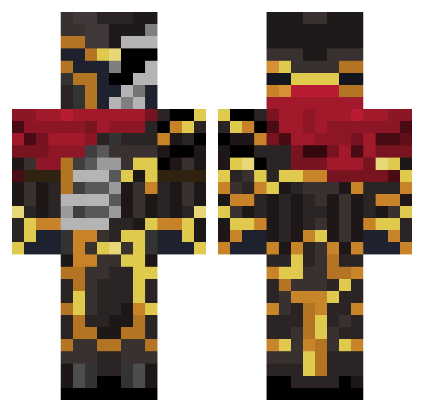 overcrs Minecraft skin, front and back view