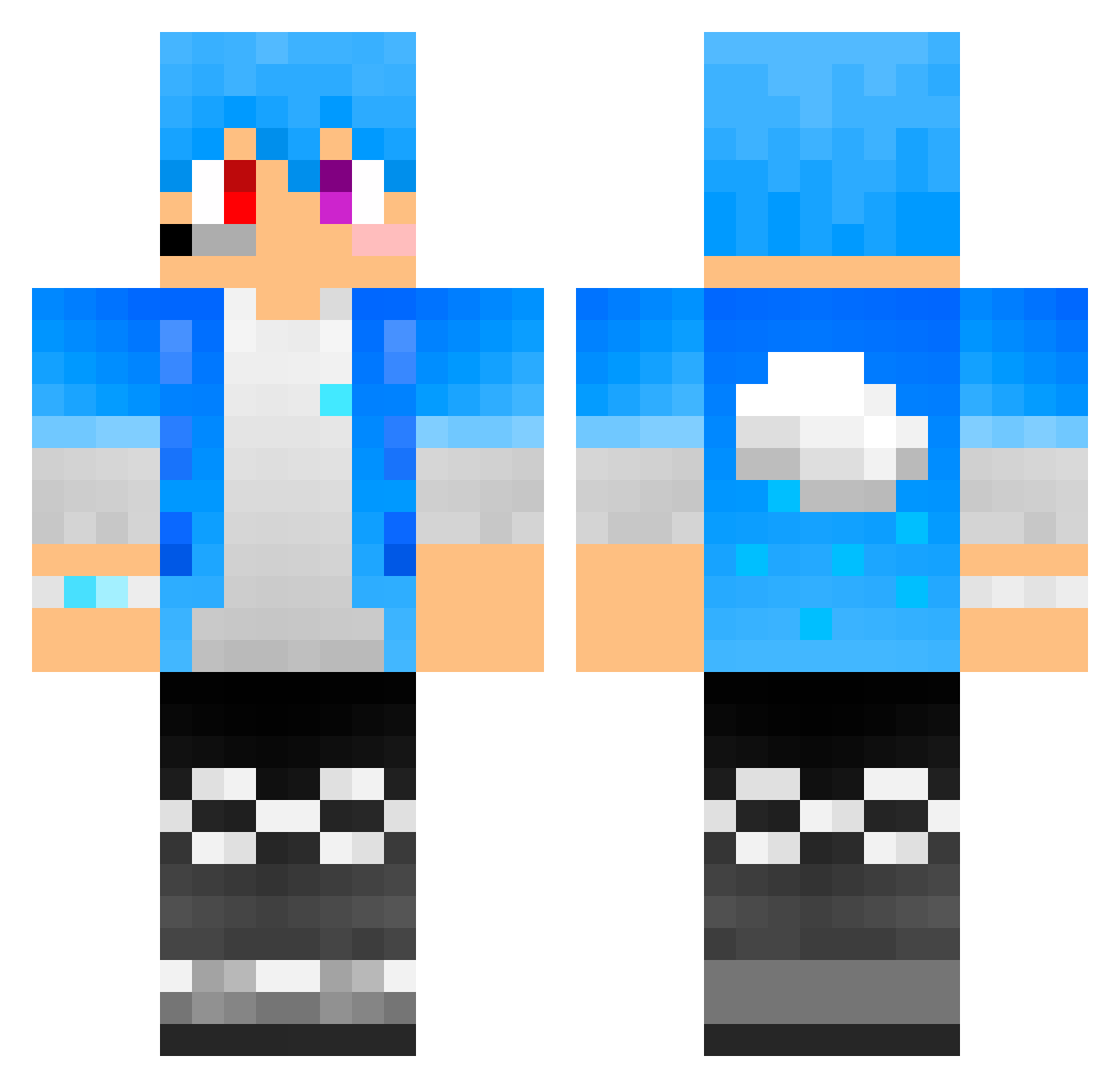 Yui_Ten Minecraft skin, front and back view