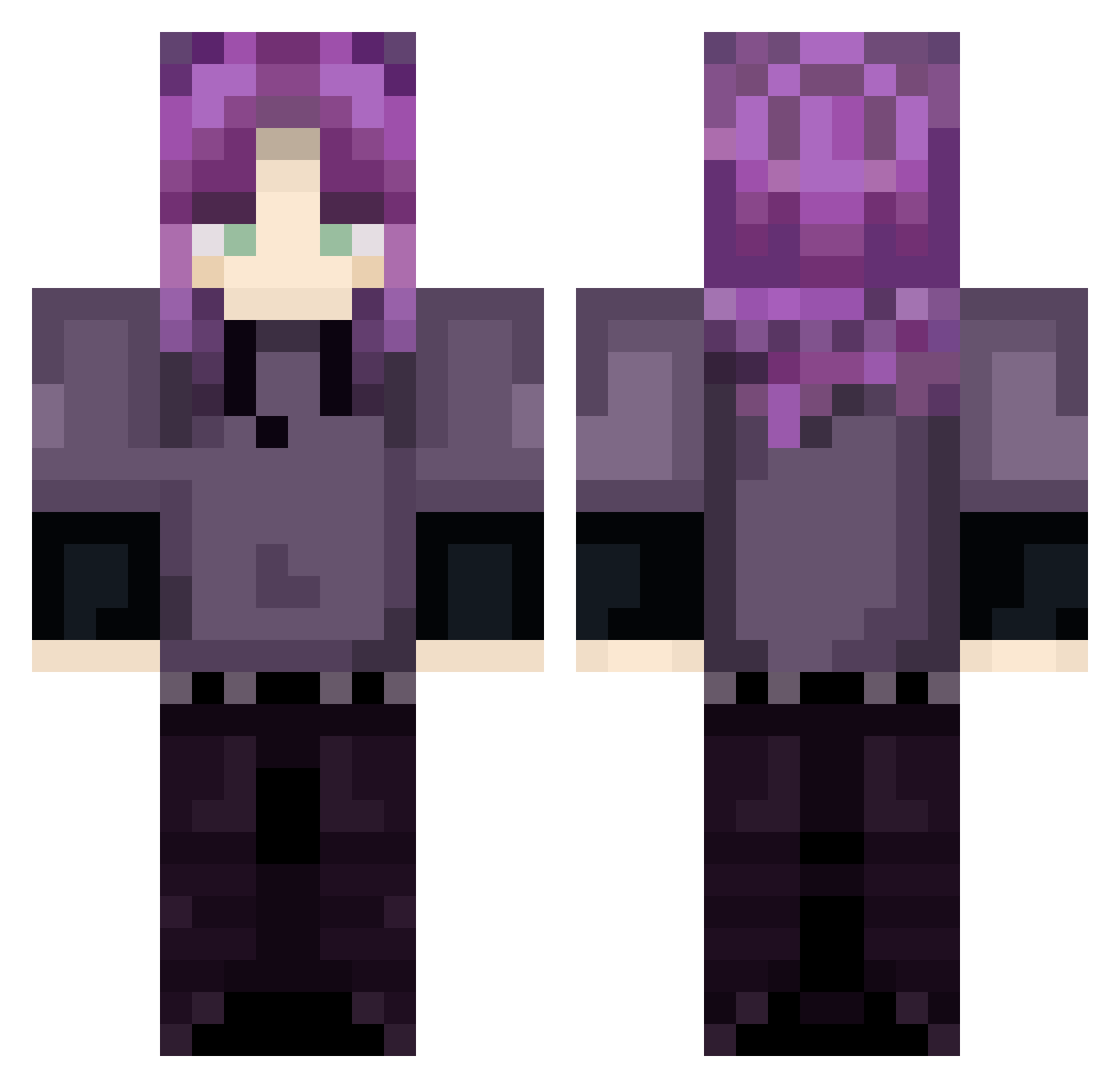 Nekonium Minecraft skin, front and back view
