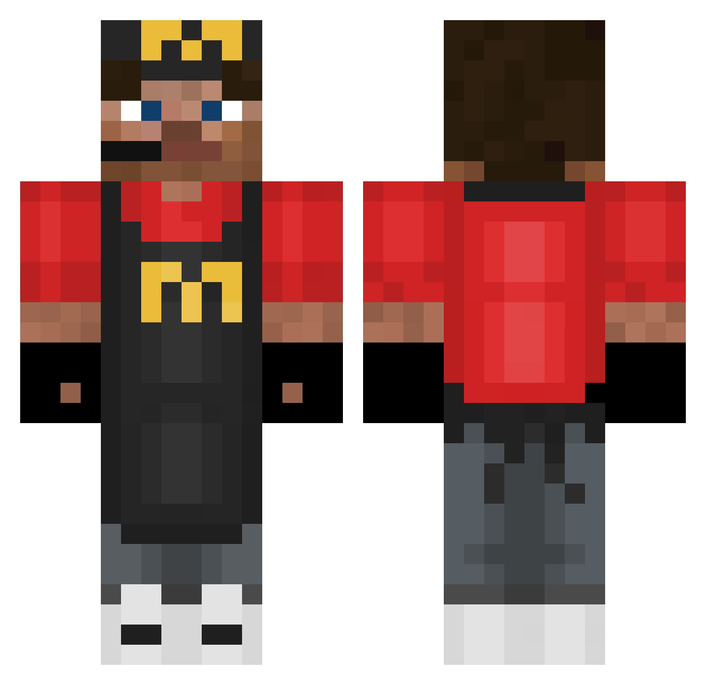 Hardcore_Harvard Minecraft skin, front and back view
