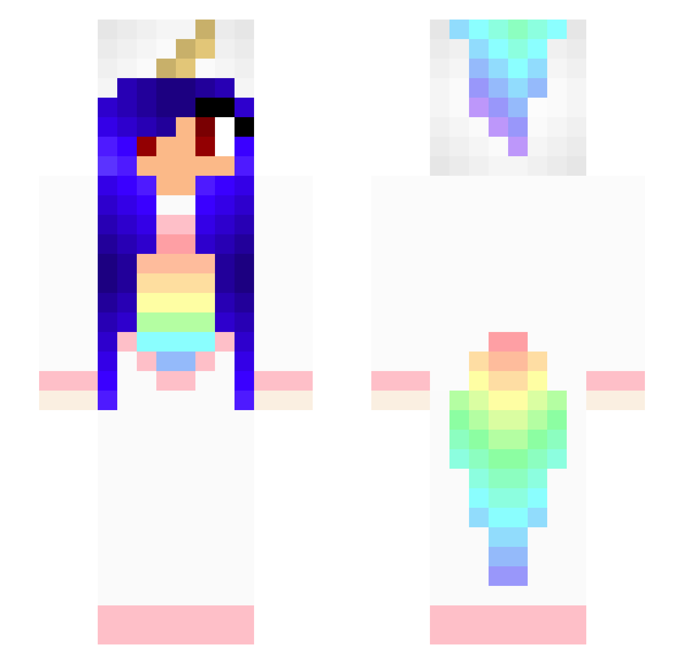Unicorn2004 Minecraft skin, front and back view