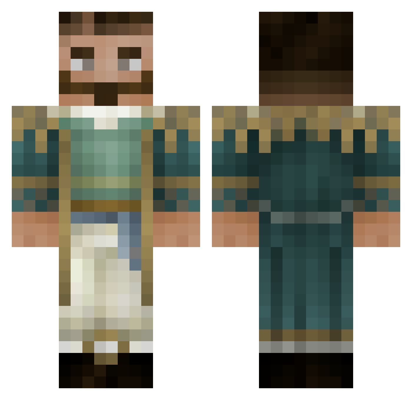 Quacar Minecraft skin, front and back view