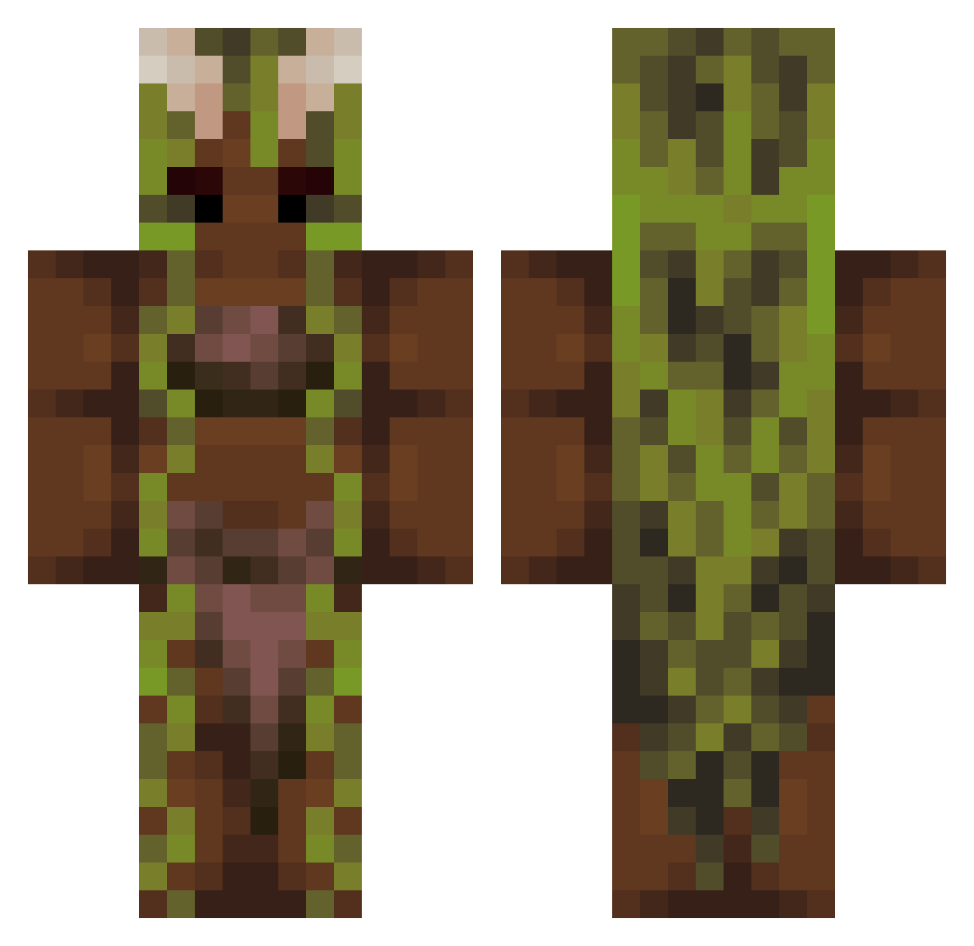 Huhph Minecraft skin, front and back view