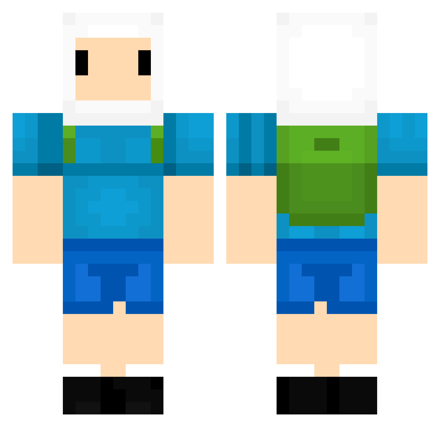 JustFishDude Minecraft skin, front and back view