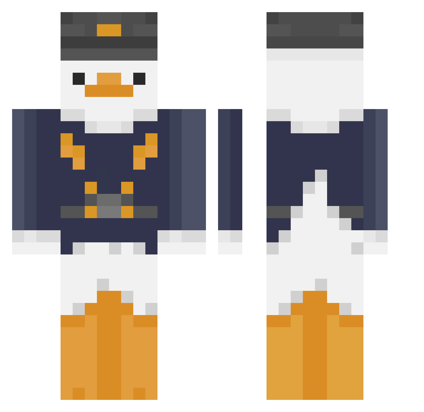 GustWar Minecraft skin, front and back view