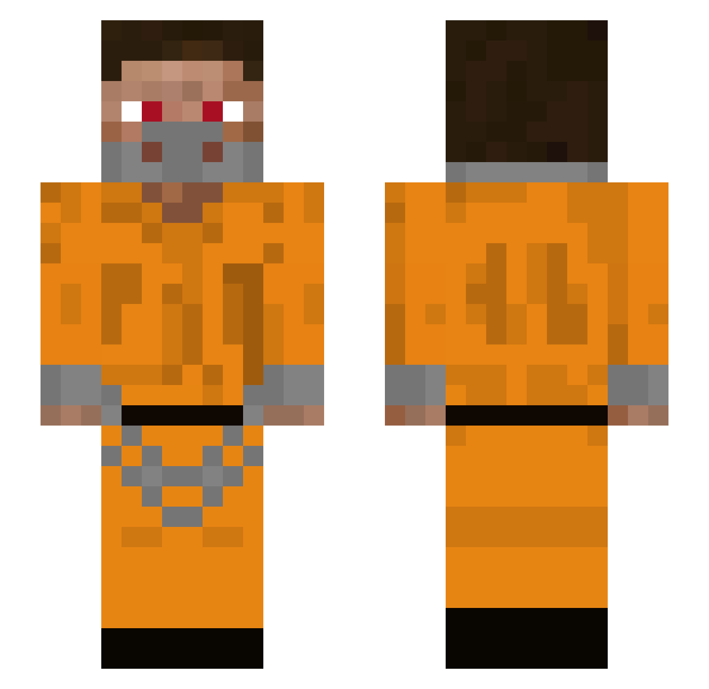 Prisonment Minecraft skin, front and back view