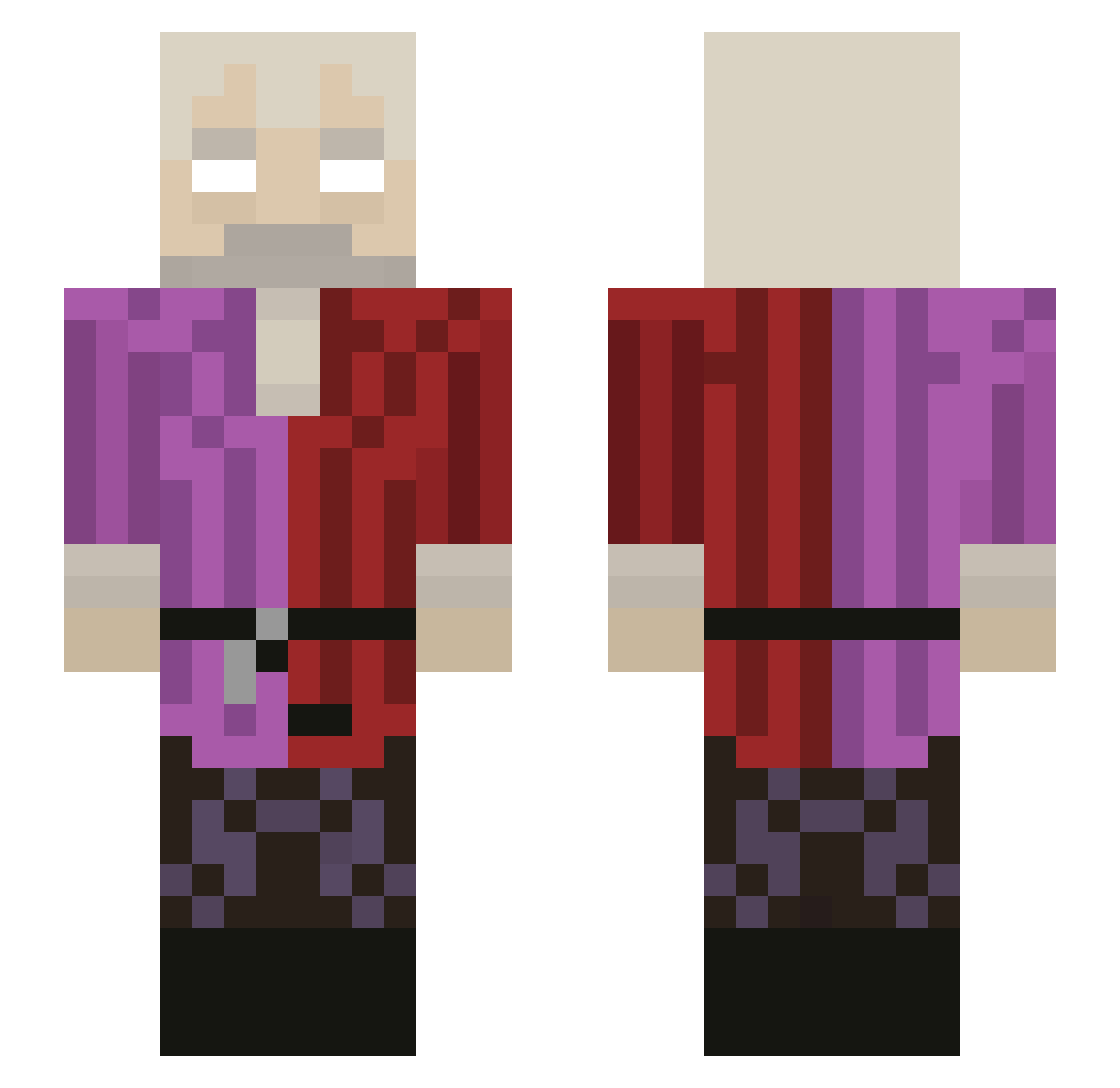 OhSoIO Minecraft skin, front and back view
