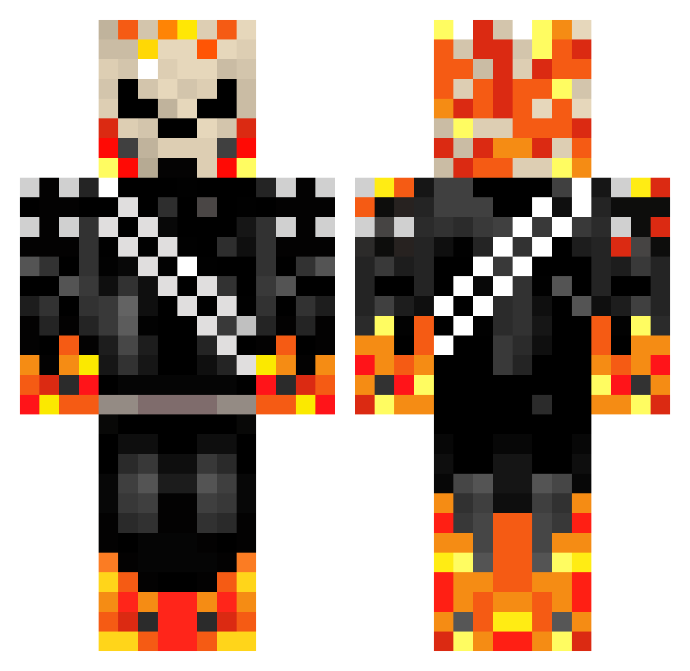 XMrcubeX Minecraft skin, front and back view