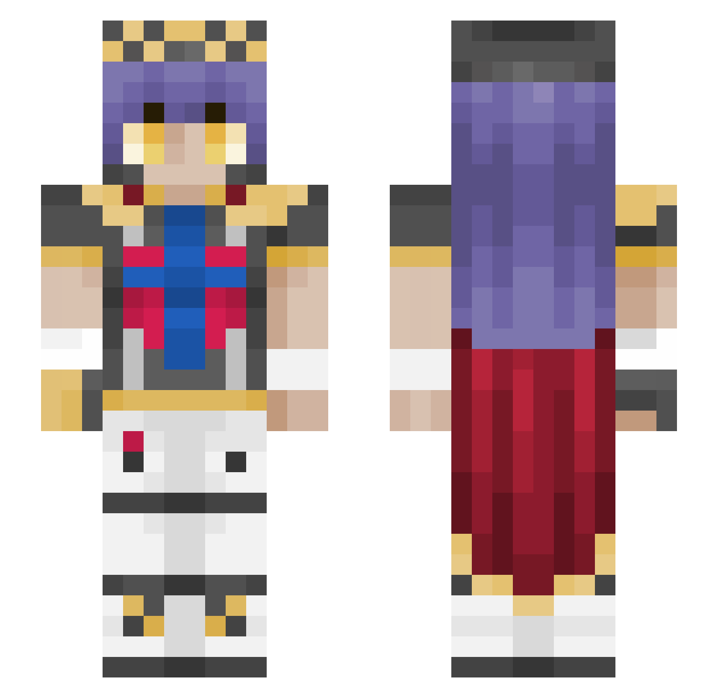 NewEltion Minecraft skin, front and back view