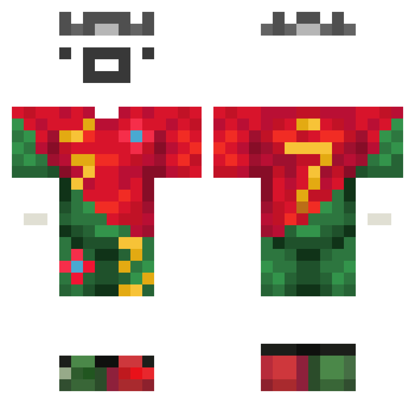 PainFlamme Minecraft skin, front and back view