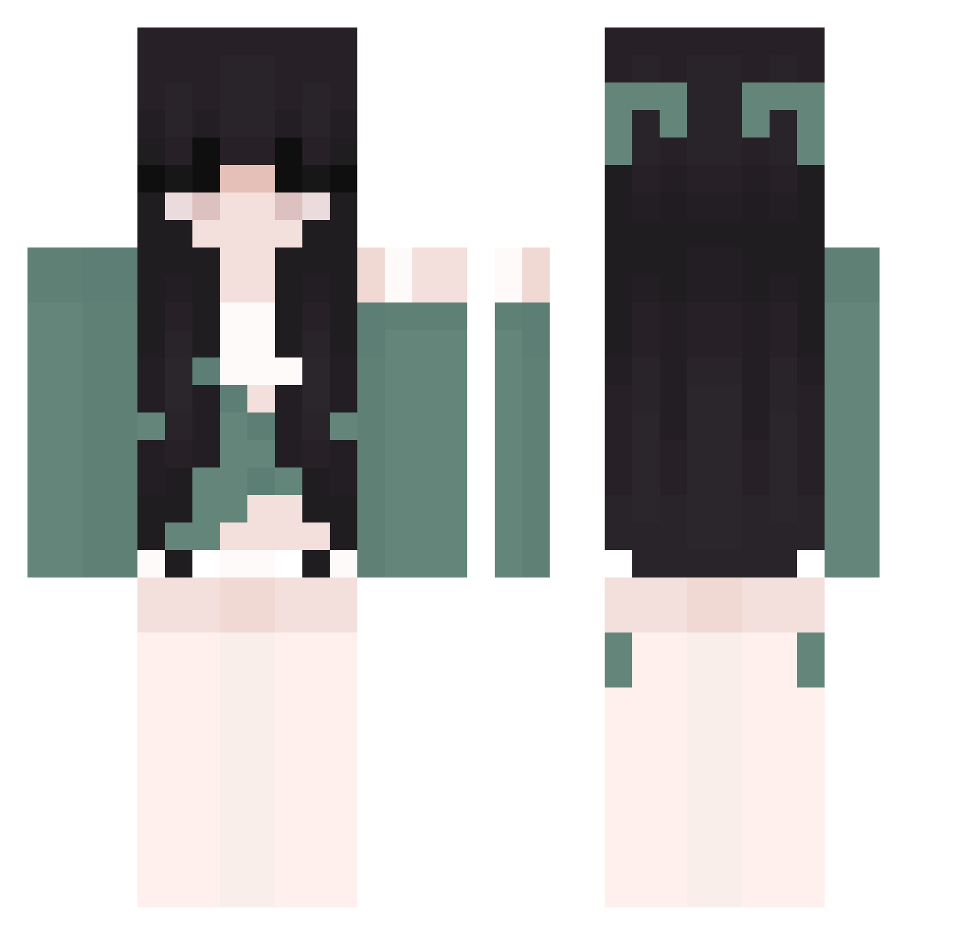 Lost_Wordclock Minecraft skin, front and back view