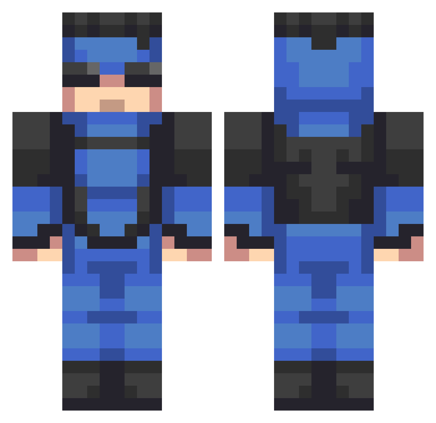 glibe Minecraft skin, front and back view