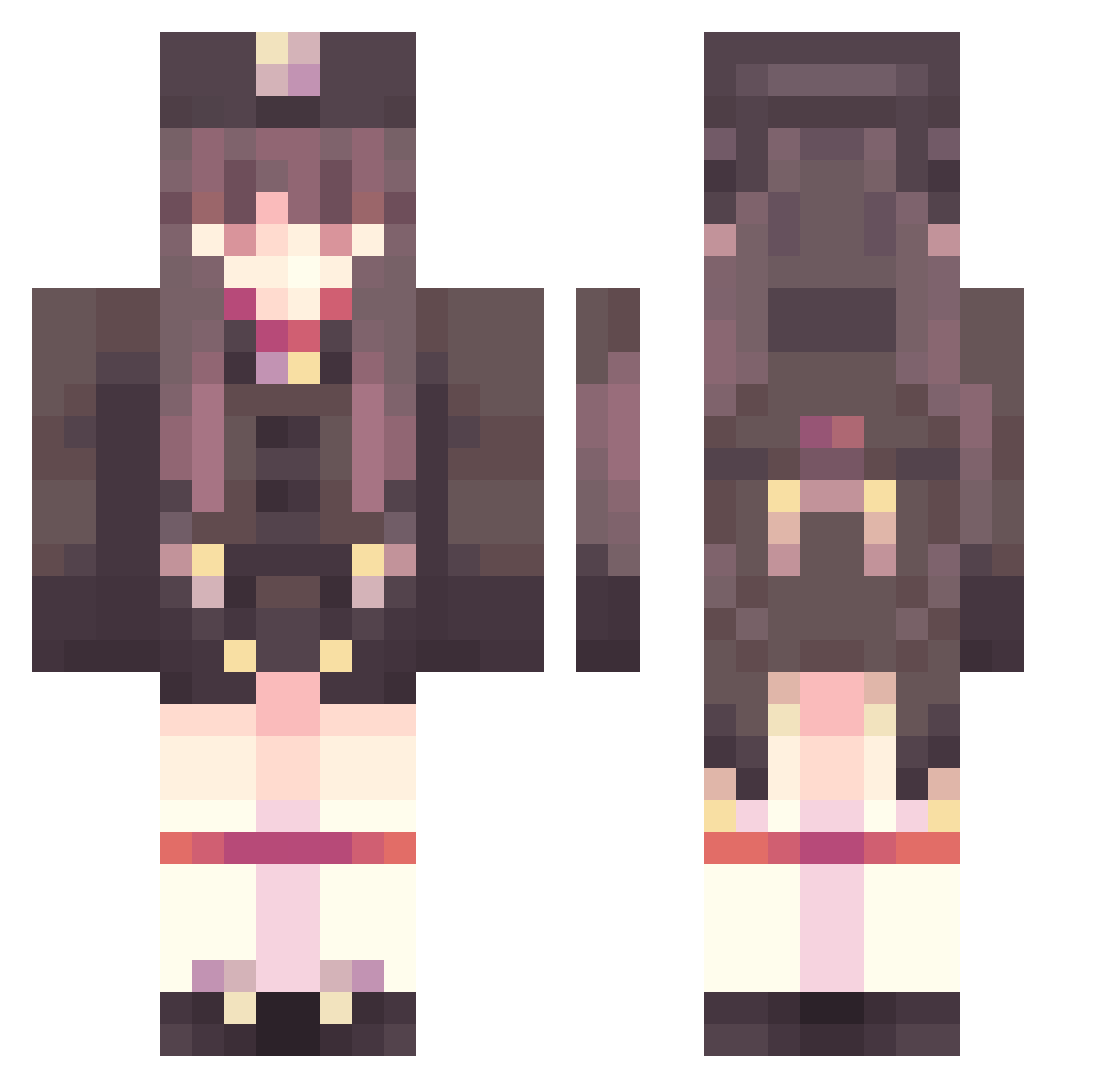 blue0u0 Minecraft skin, front and back view