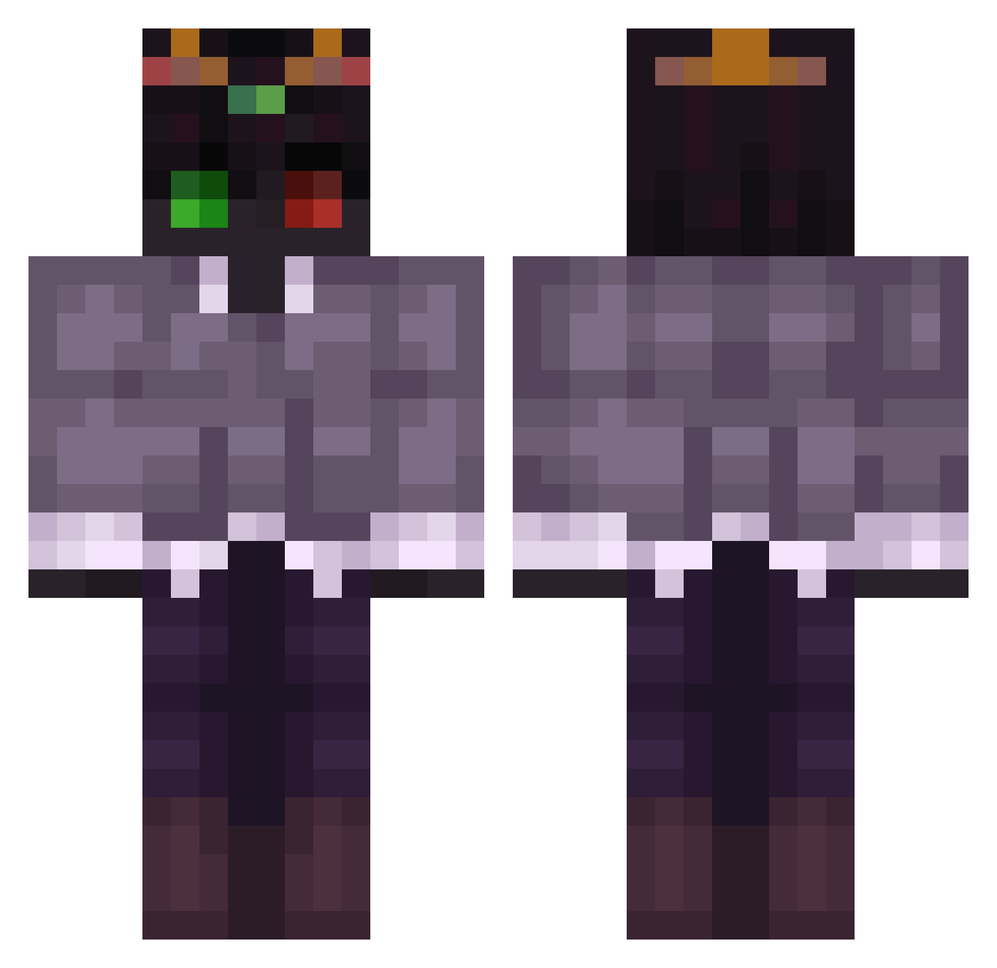 CrexXis Minecraft skin, front and back view