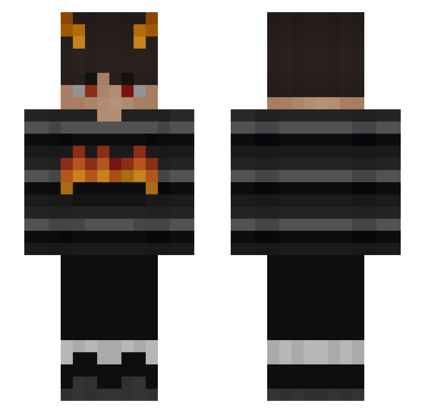 AlexiScorpion Minecraft skin, front and back view