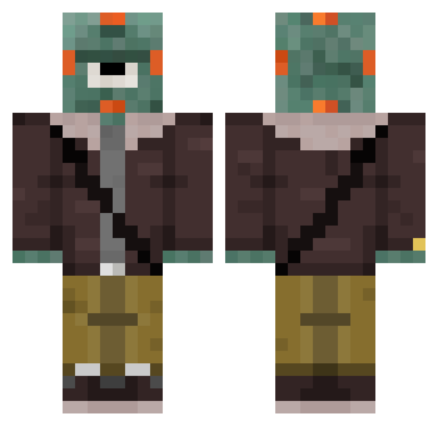 Guardeon Minecraft skin, front and back view