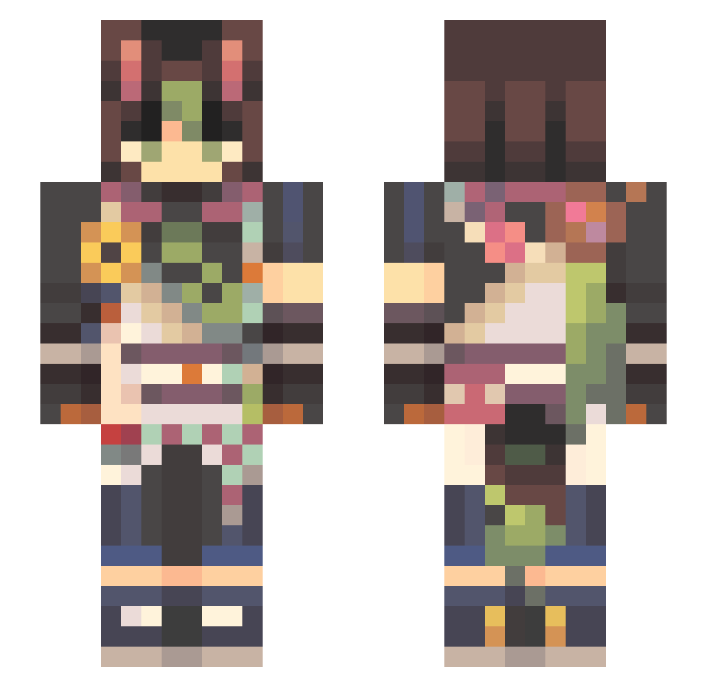 Lionxv Minecraft skin, front and back view