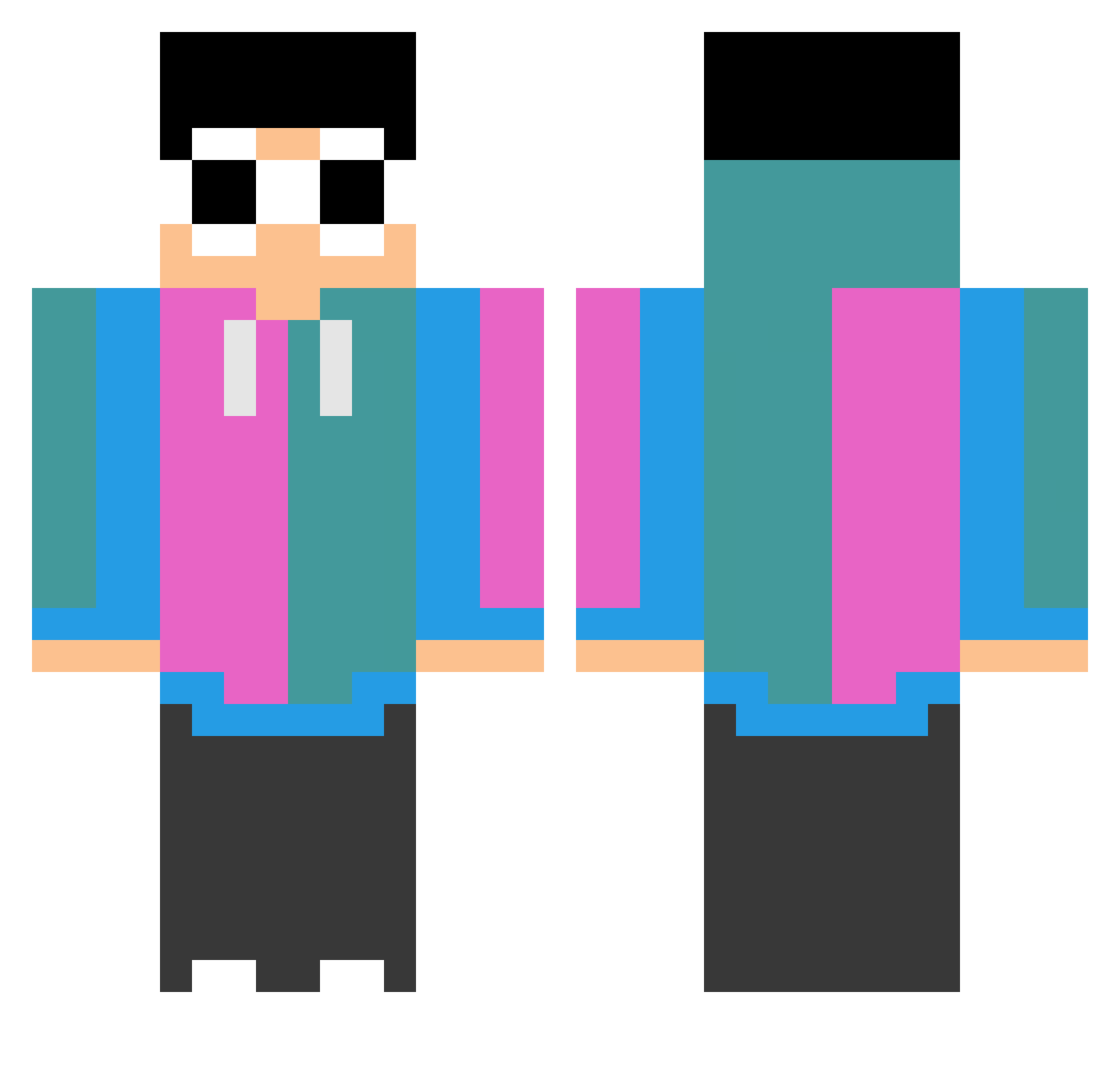 Broooski Minecraft skin, front and back view