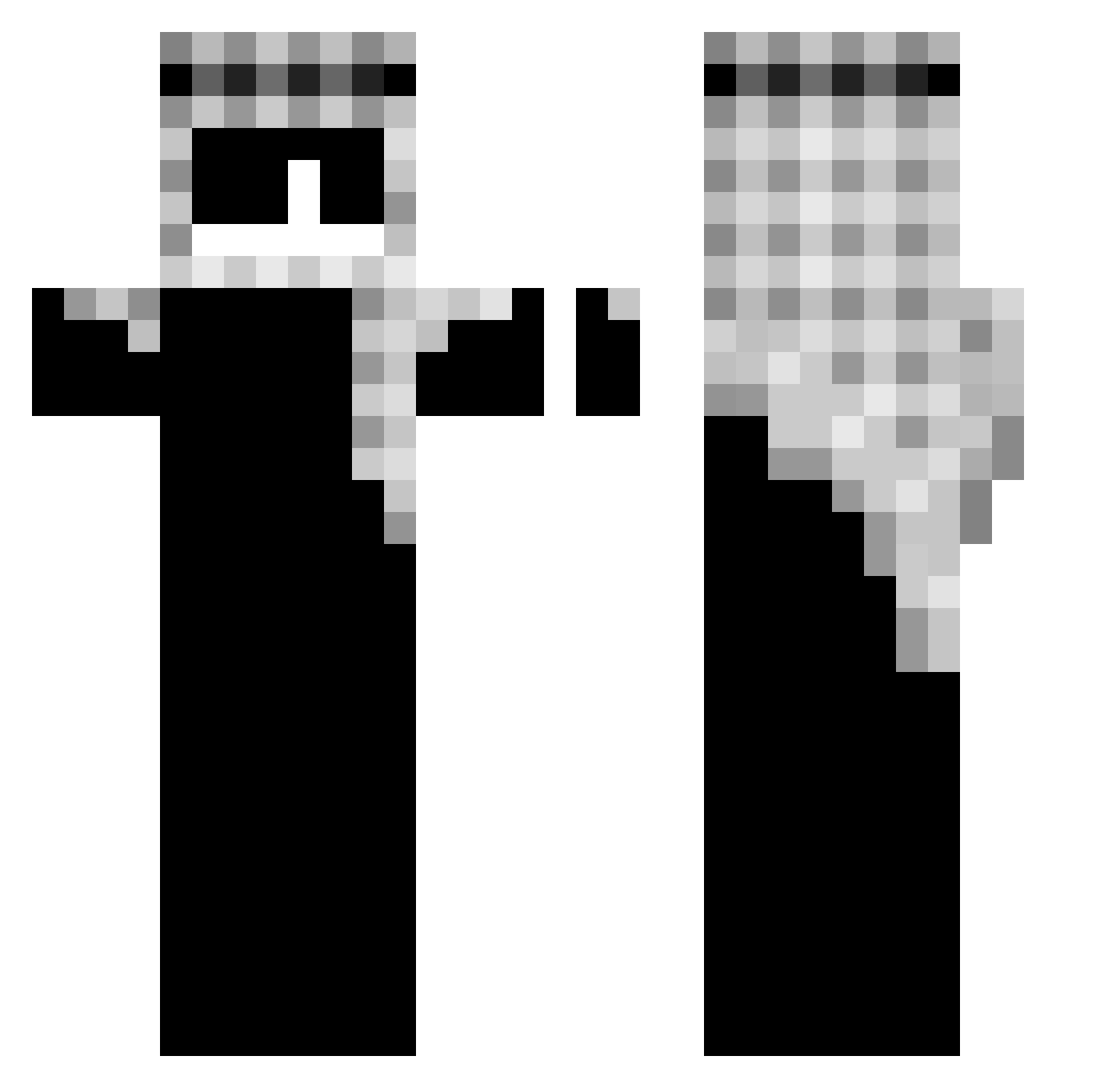 Drogaxker Minecraft skin, front and back view