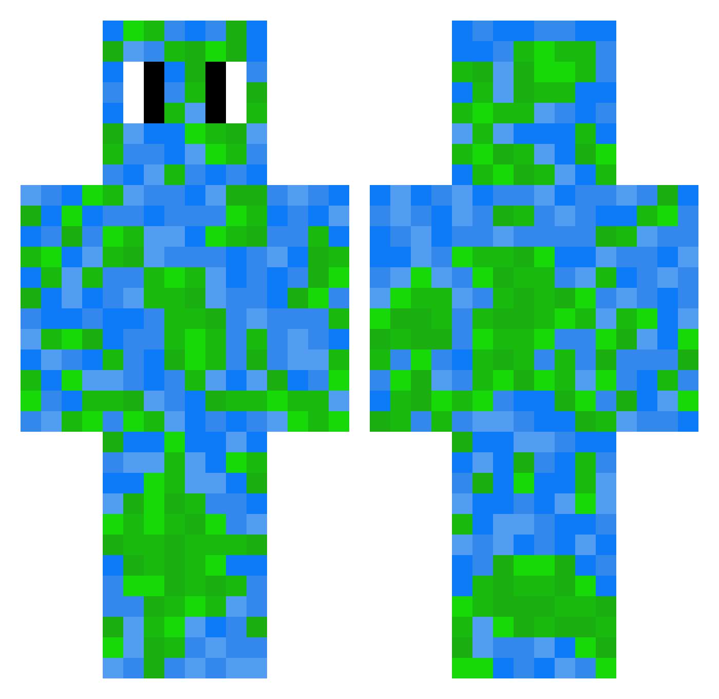 EarthFreak Minecraft skin, front and back view