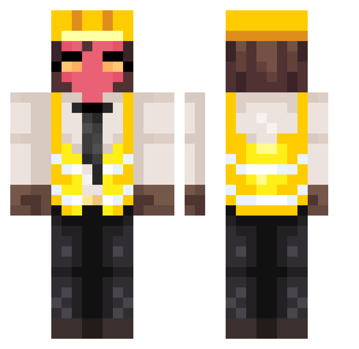 AndroMeelda Minecraft skin, front and back view