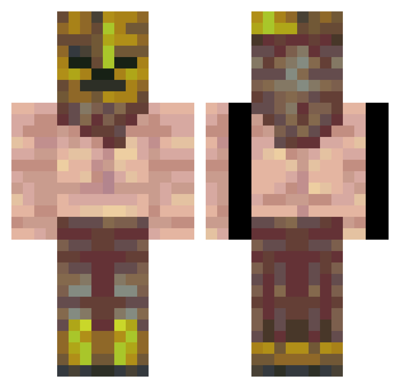 Salchus Minecraft skin, front and back view