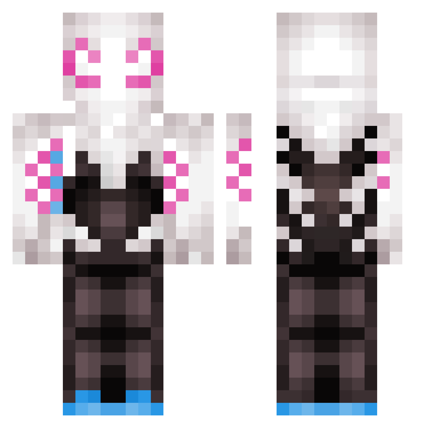 AbnormaalGedrag Minecraft skin, front and back view