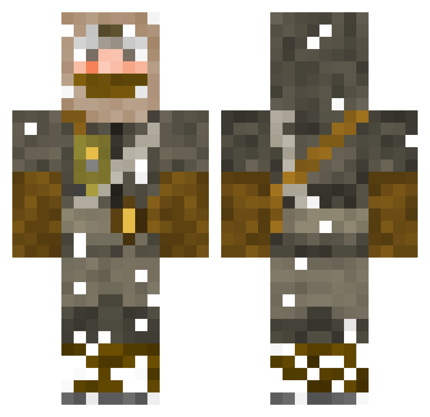 JimRummy Minecraft skin, front and back view