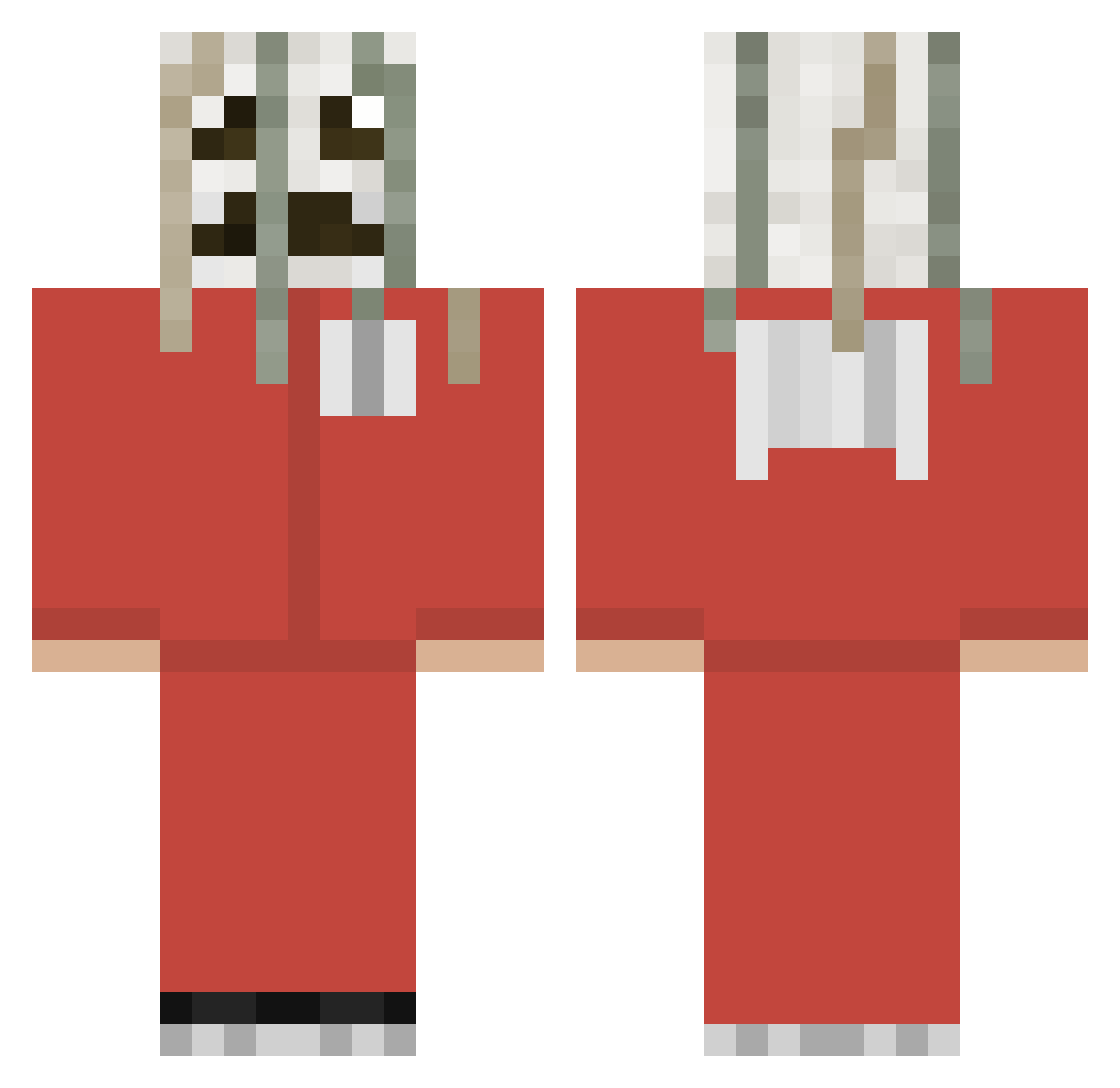 1leg34366 Minecraft skin, front and back view