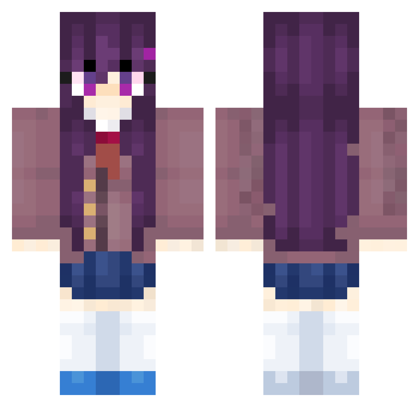 bananumtv Minecraft skin, front and back view