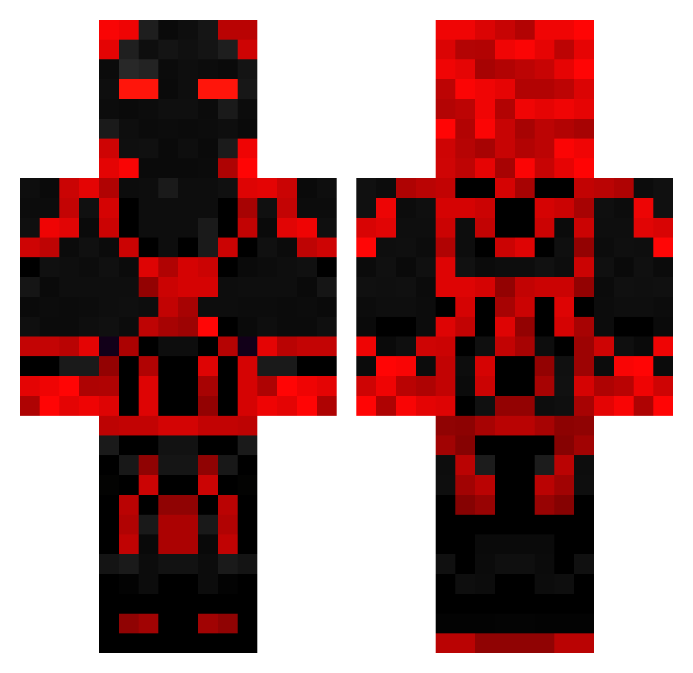 Unkind Minecraft skin, front and back view