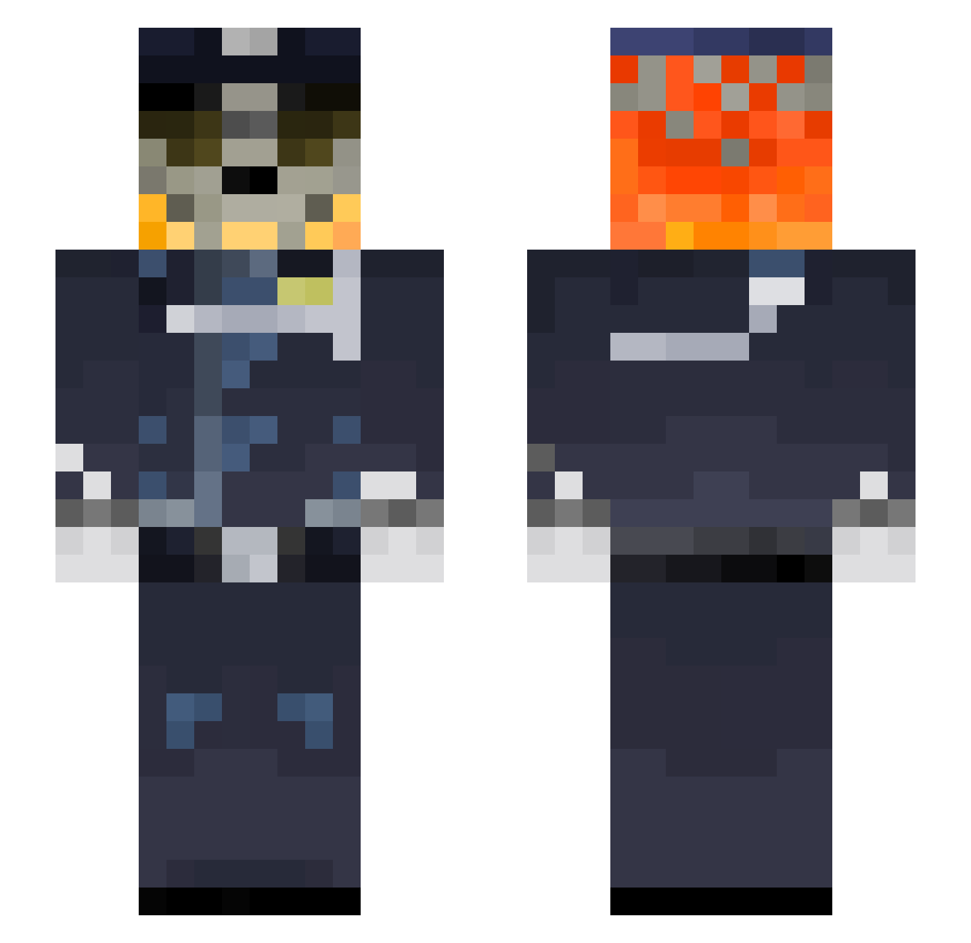 Geiger Minecraft skin, front and back view