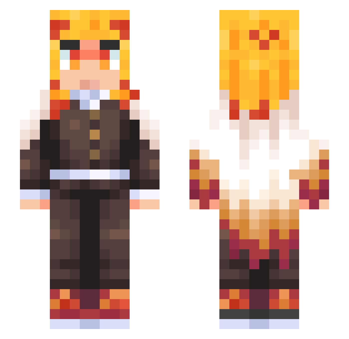 DetQue Minecraft skin, front and back view