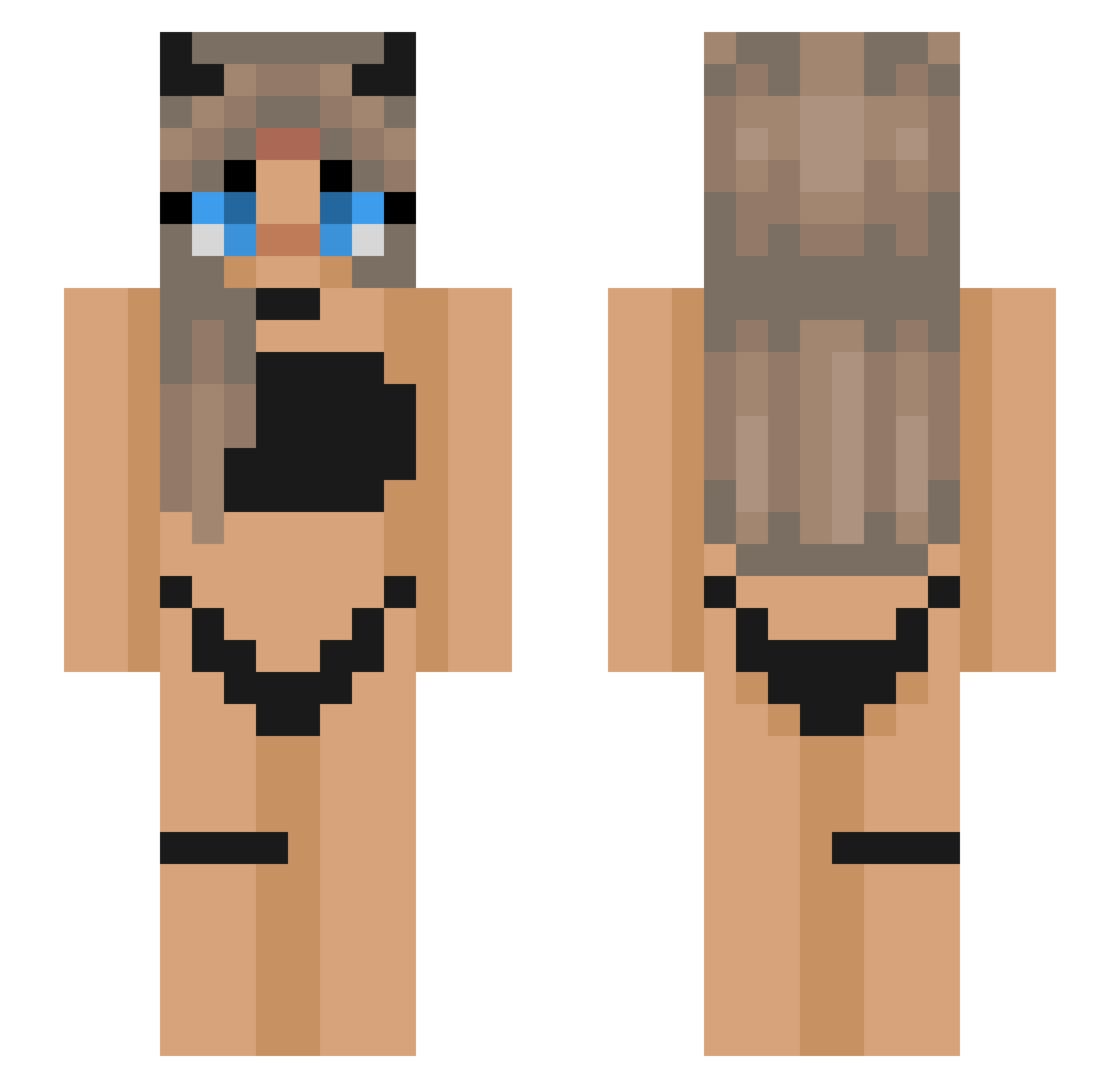 Aharen_san Minecraft skin, front and back view
