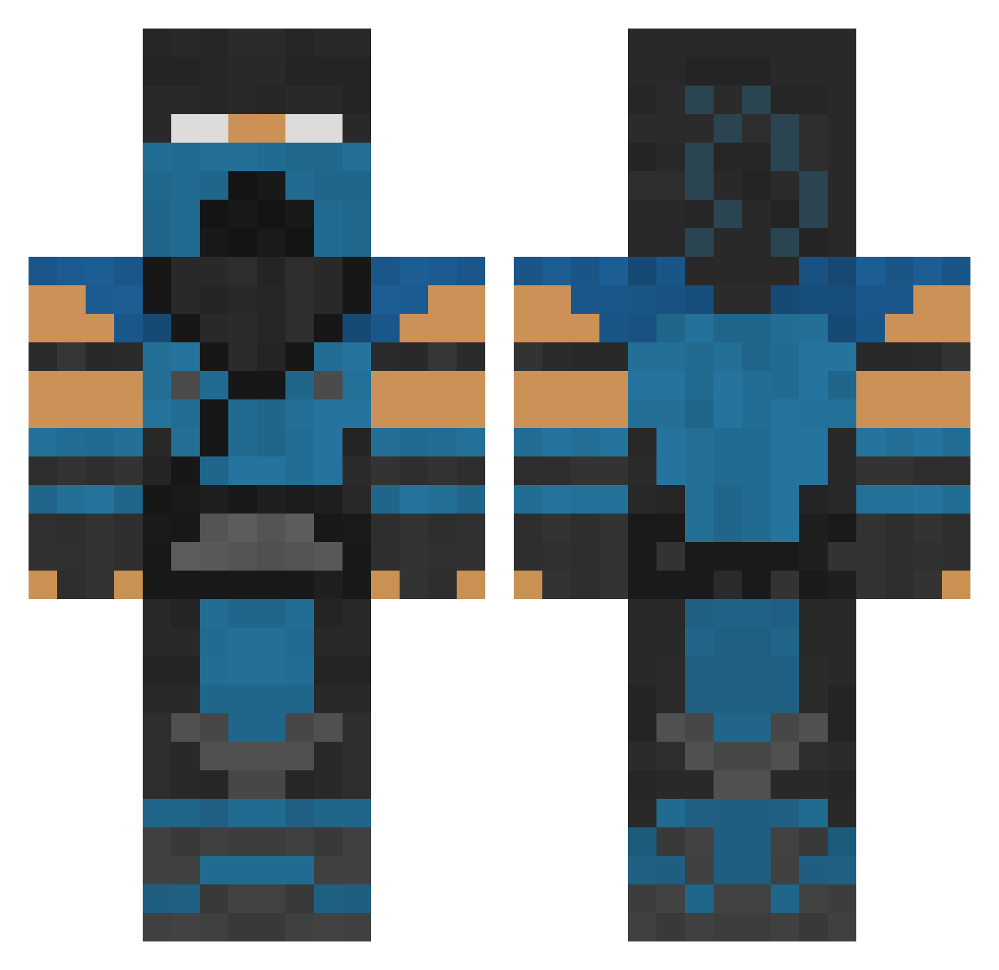 Unprovokable Minecraft skin, front and back view