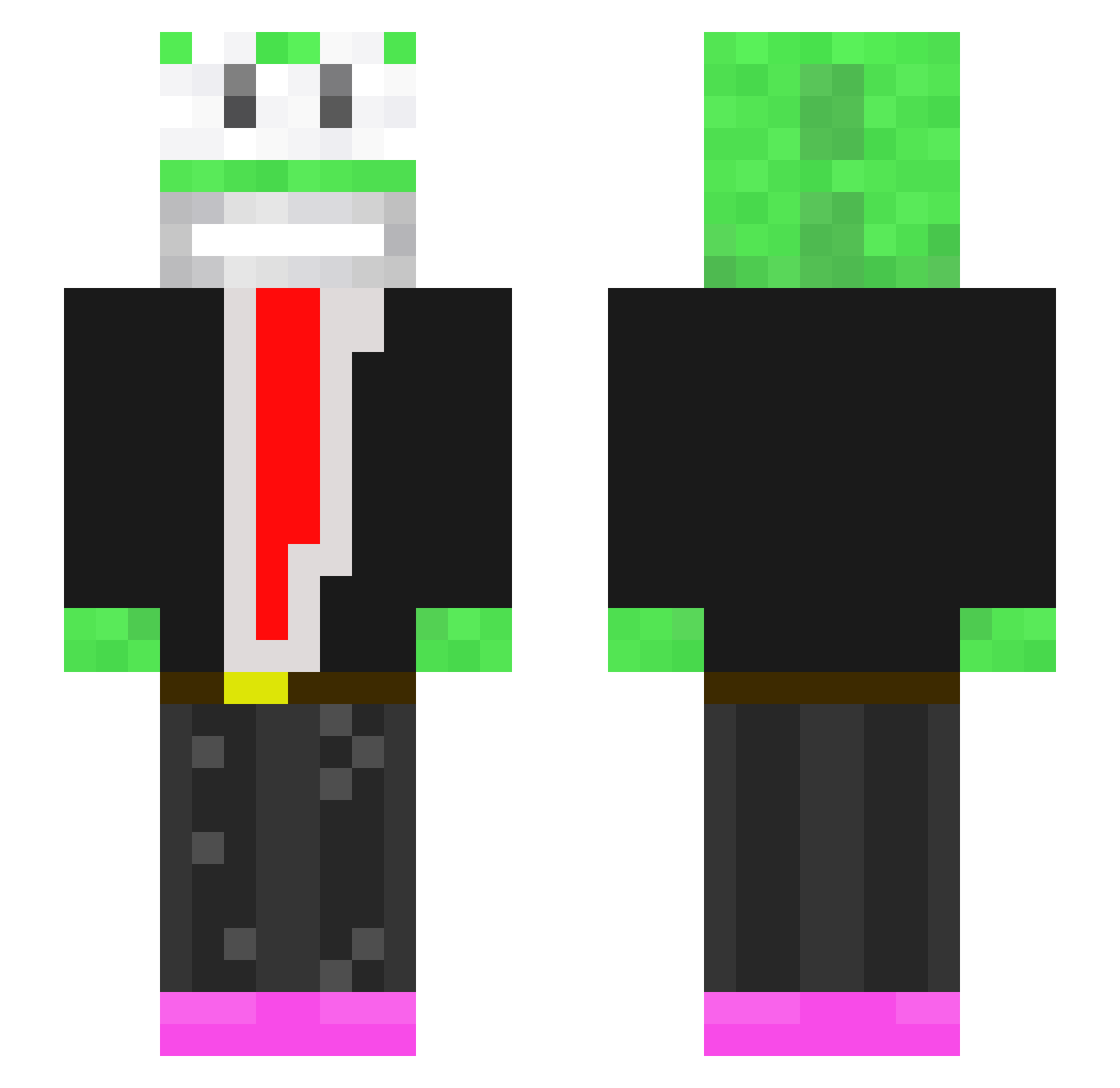 TobiiLobi Minecraft skin, front and back view