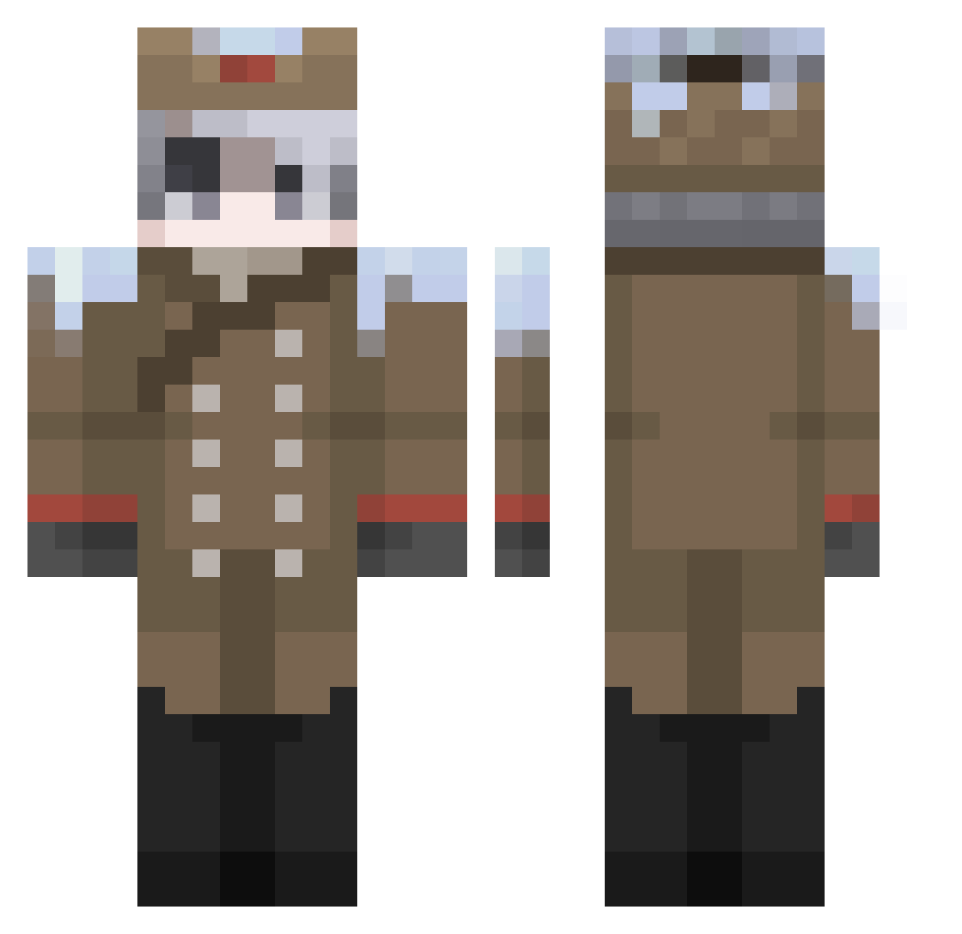 RTVEmer Minecraft skin, front and back view