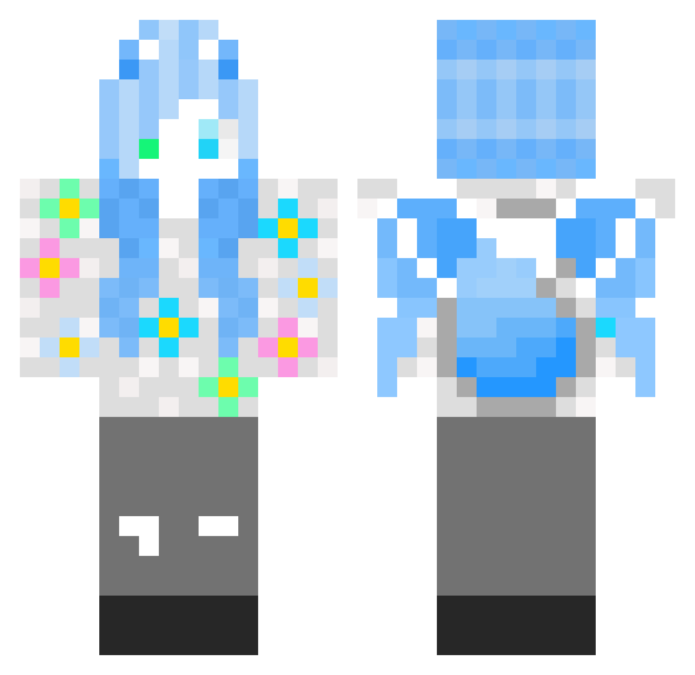 LunaMSnow Minecraft skin, front and back view