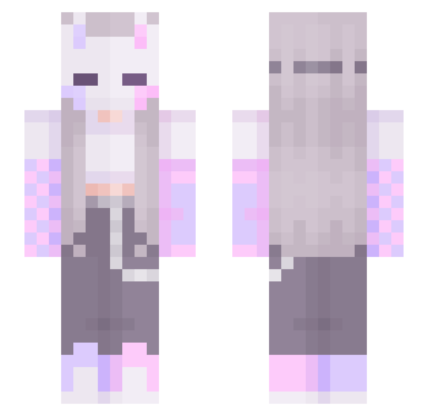 Minccan Minecraft skin, front and back view