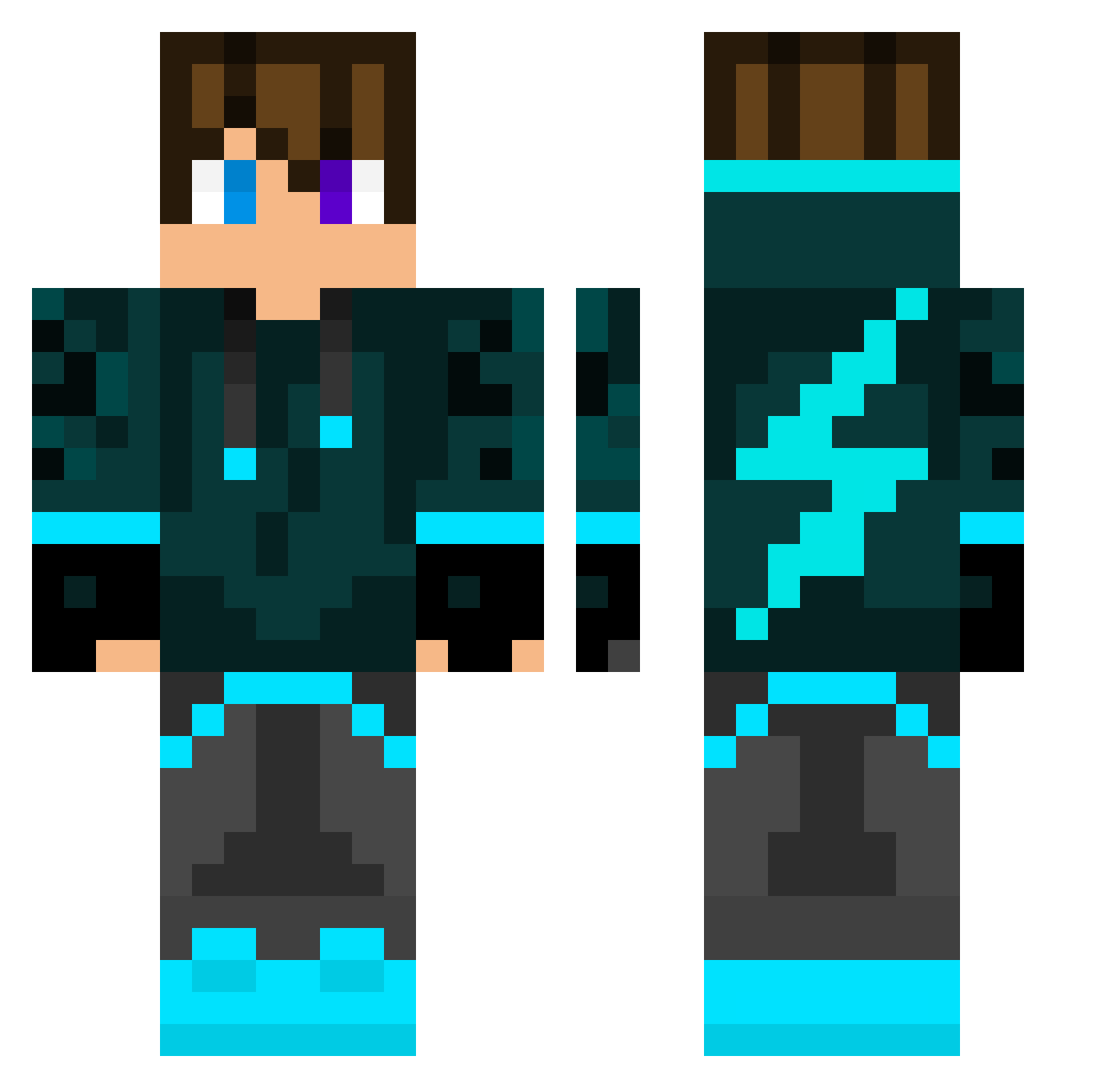 SlokxxYT Minecraft skin, front and back view