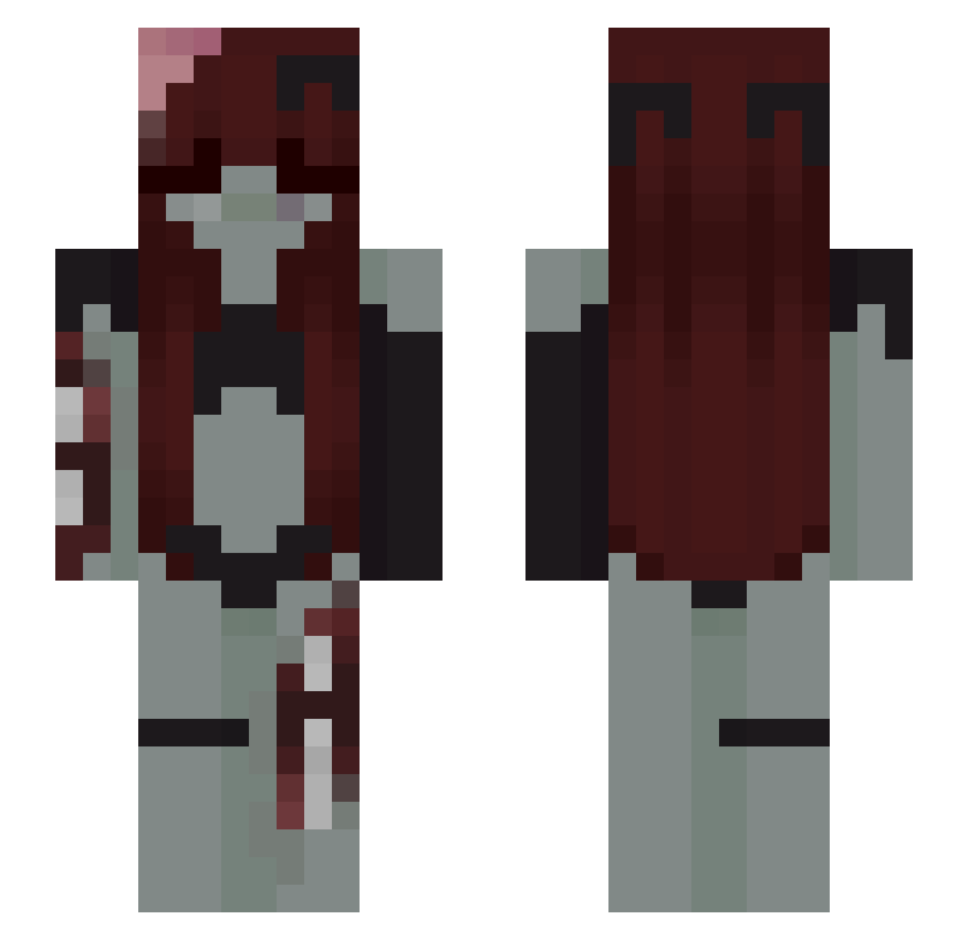grlfriendinacoma Minecraft skin, front and back view