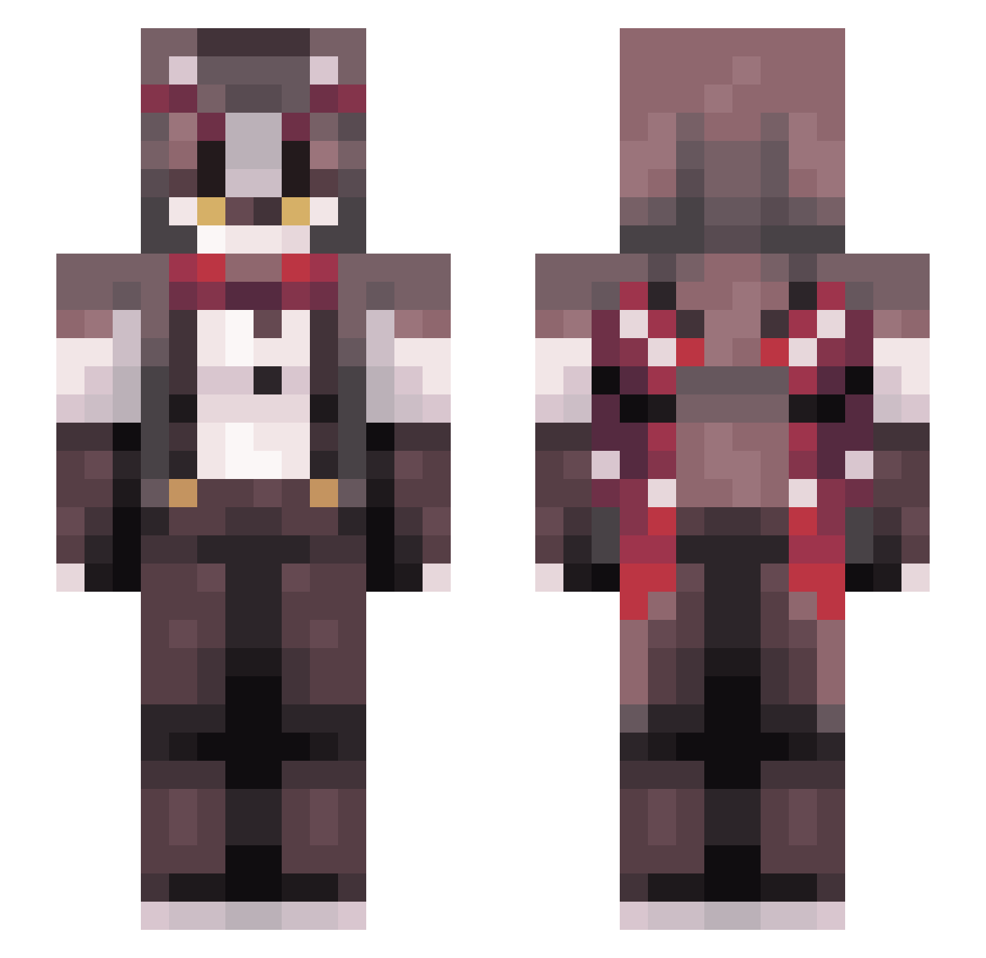 SoftQTea Minecraft skin, front and back view