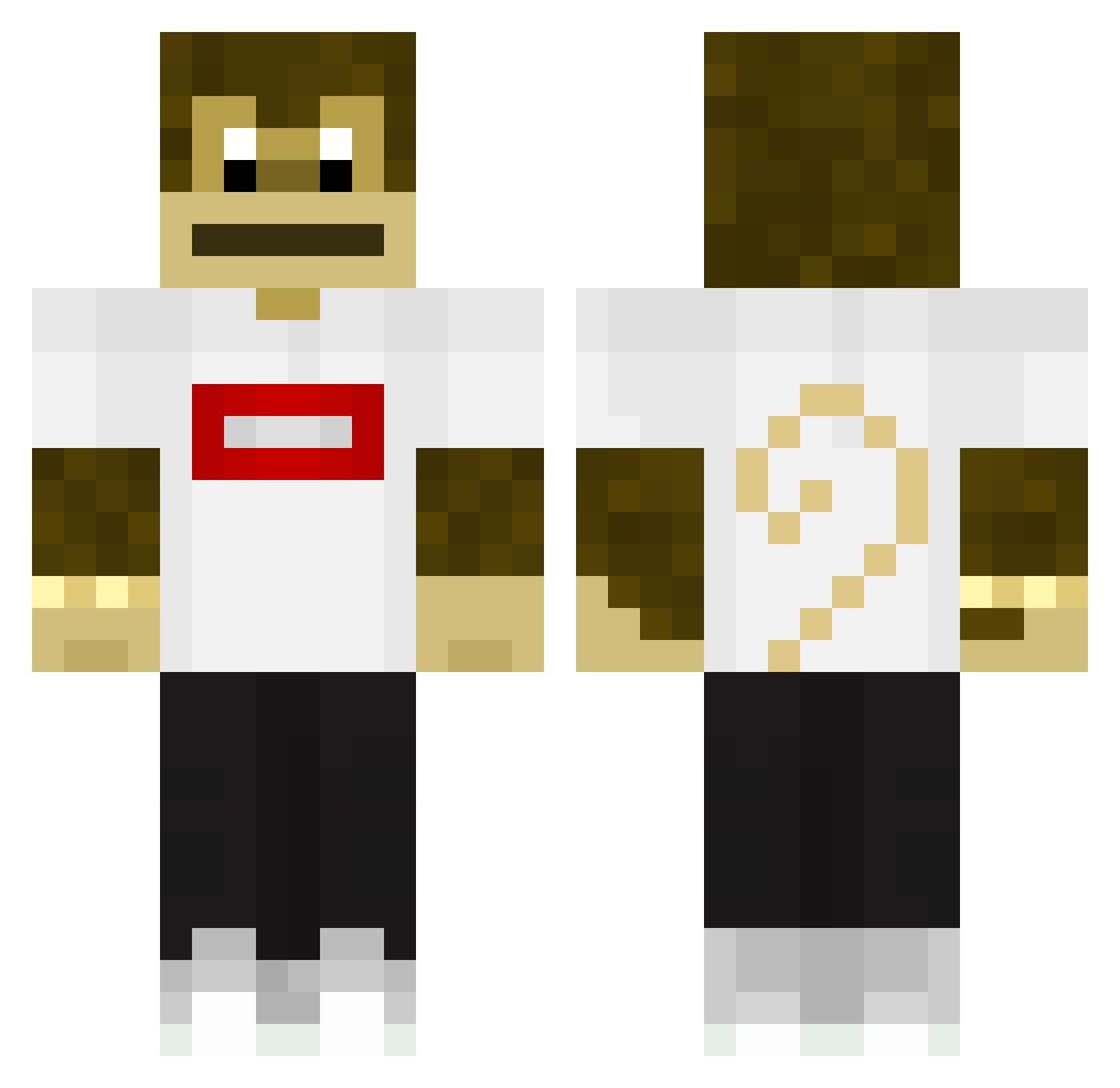 gXD33 Minecraft skin, front and back view