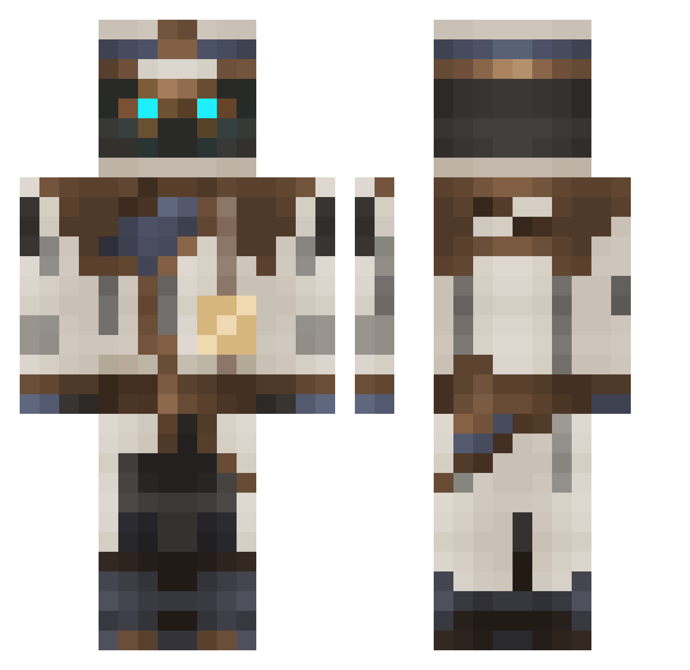 Naibar333 Minecraft skin, front and back view