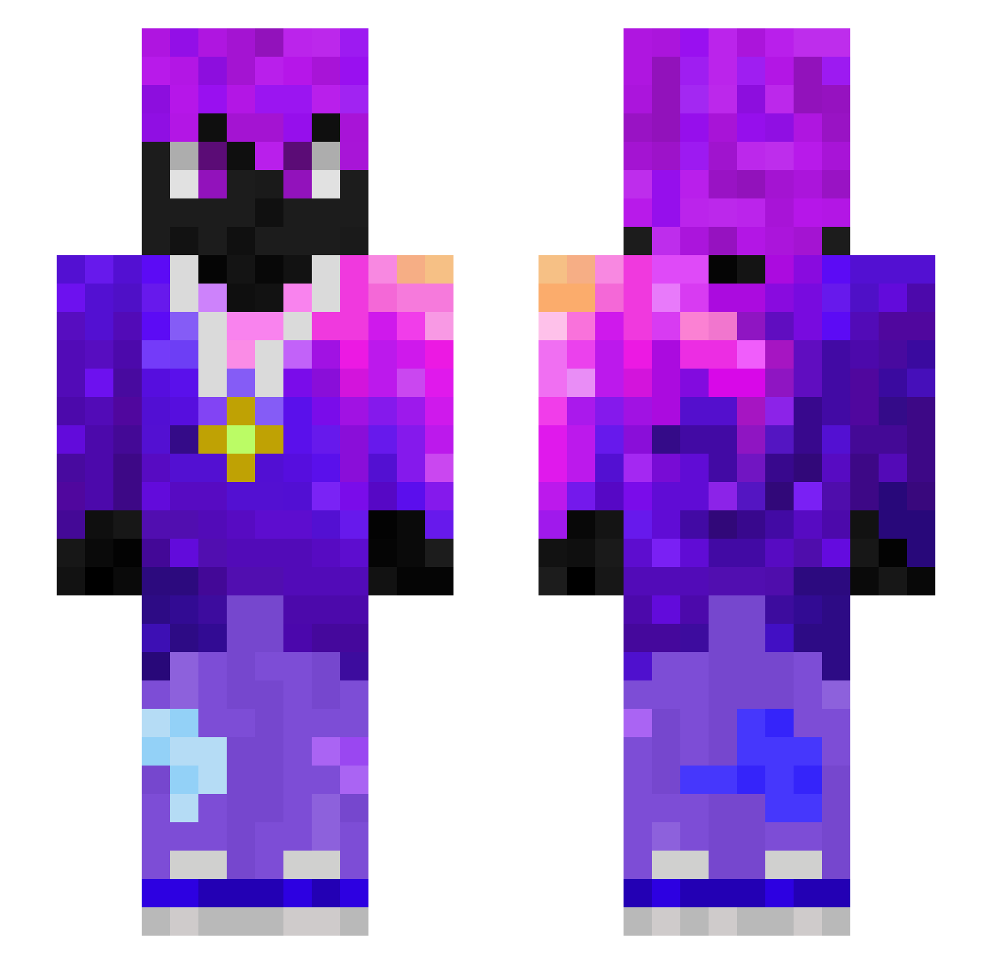 DracoHylotl1 Minecraft skin, front and back view