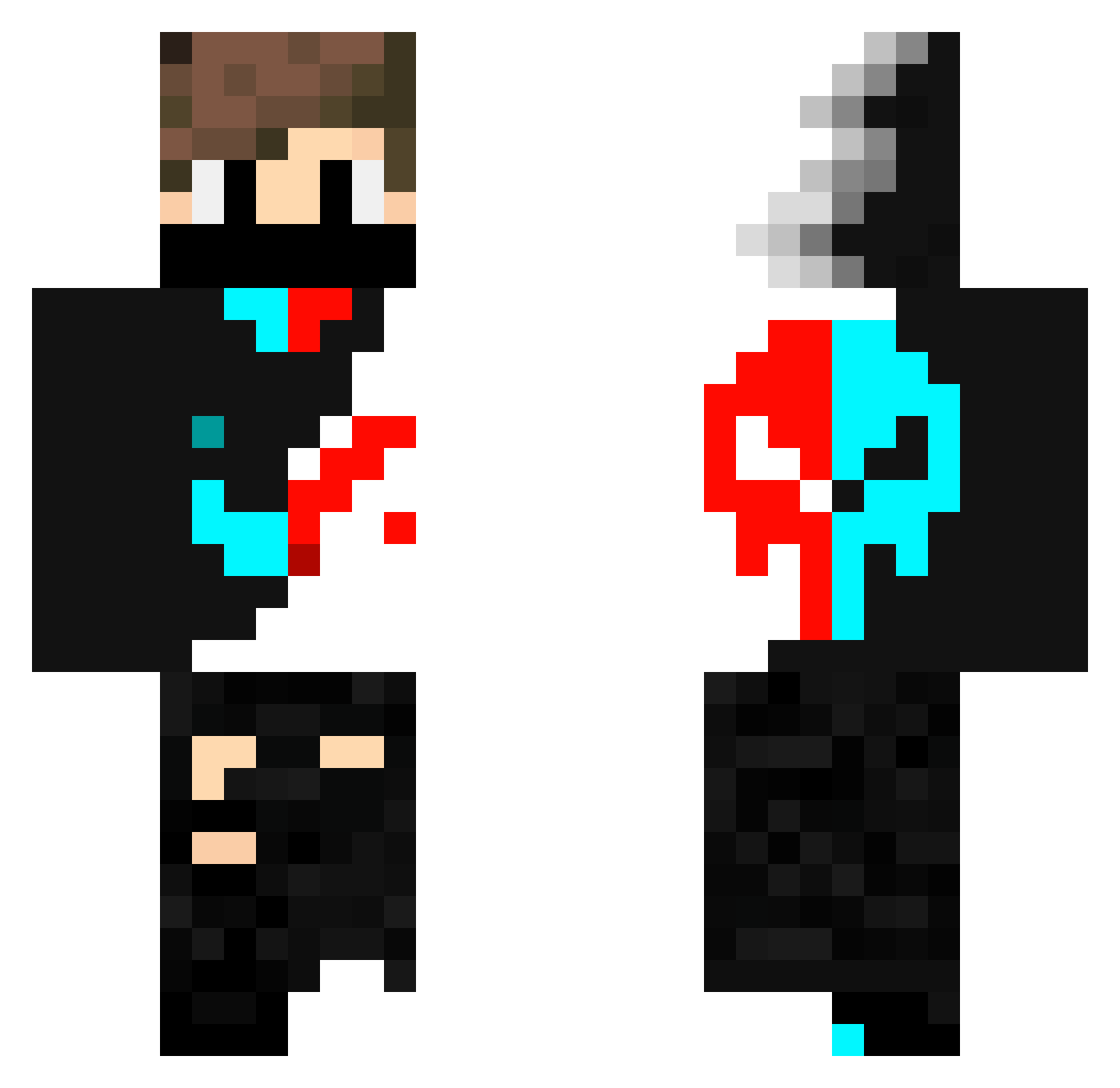 JiMeXx Minecraft skin, front and back view