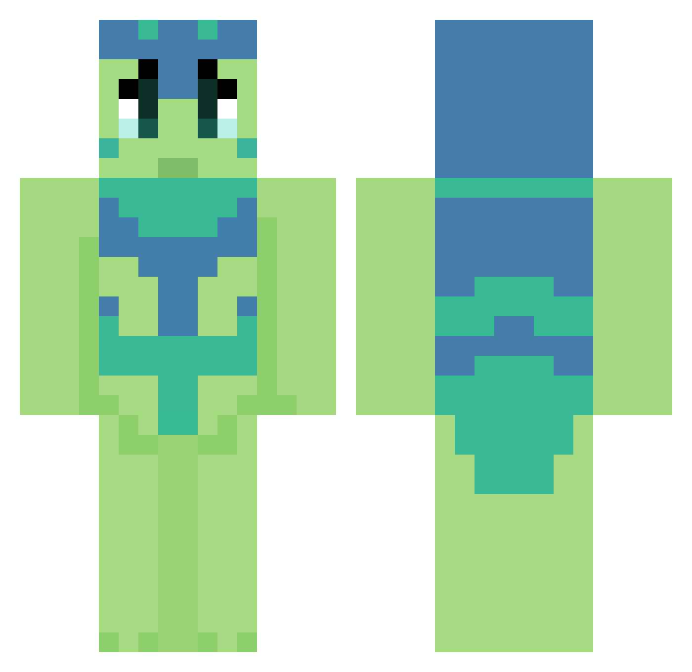 pawzawn Minecraft skin, front and back view