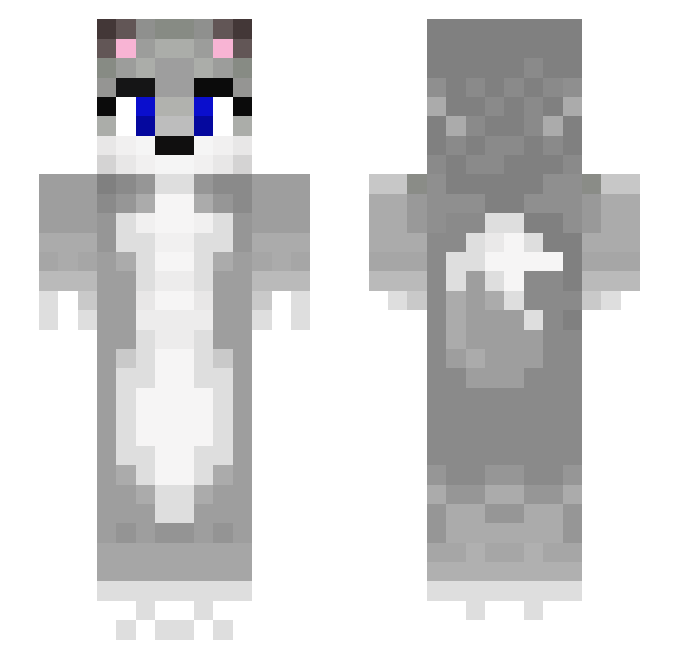Adelaide Minecraft skin, front and back view